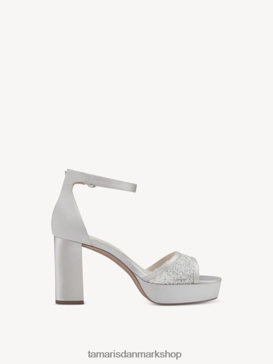 Tamaris Kvinder sandal med hæl - beige/elfenben satin XVXV8T1448 sko