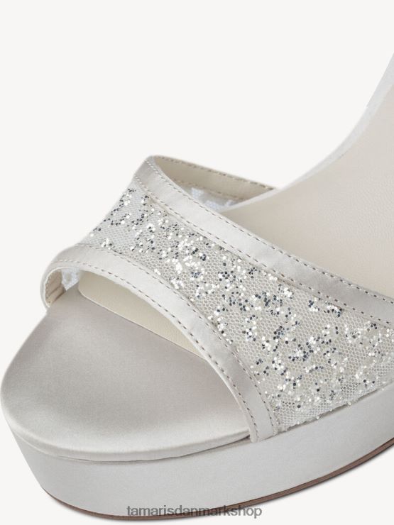 Tamaris Kvinder sandal med hæl - beige/elfenben satin XVXV8T1448 sko