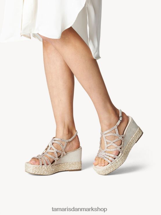 Tamaris Kvinder sandal med hæl - beige/skal XVXV8T717 sko
