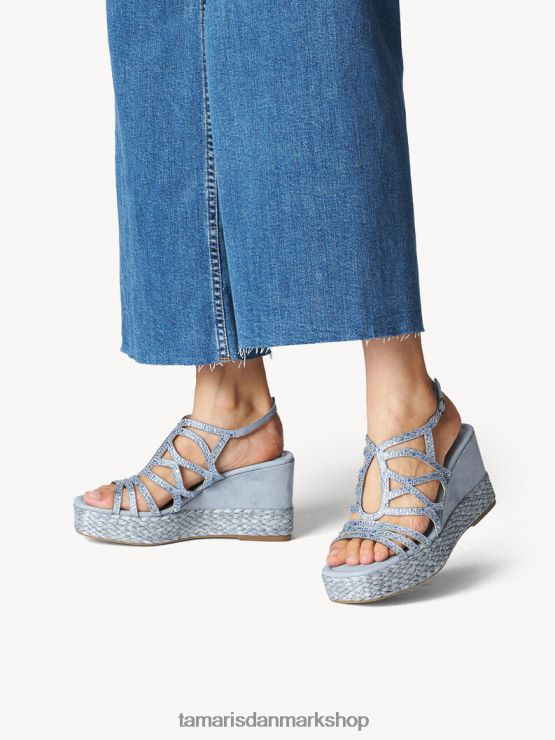 Tamaris Kvinder sandal med hæl - blå/lyseblå XVXV8T1222 sko