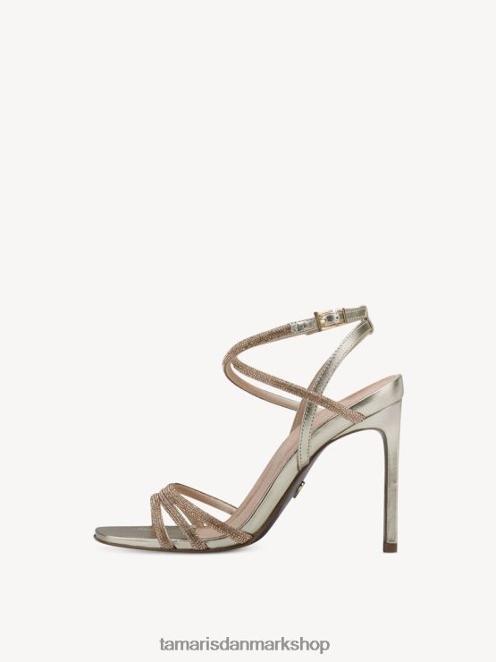 Tamaris Kvinder sandal med hæl - metallic/ltgold krystal XVXV8T1746 sko