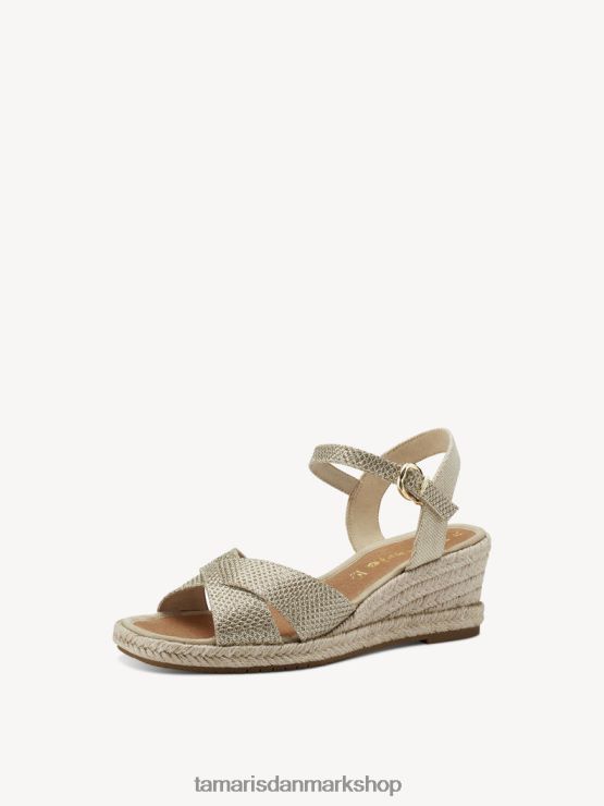Tamaris Kvinder sandal med hæl - metallic/lys guld glam XVXV8T1562 sko