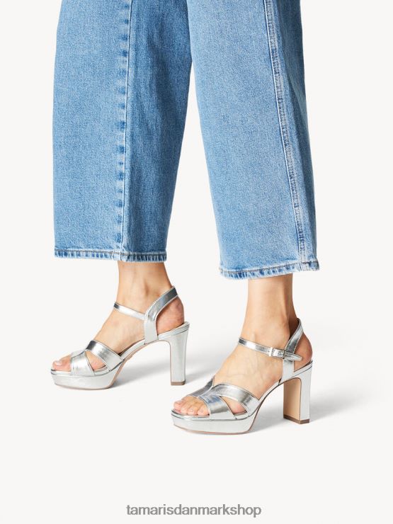 Tamaris Kvinder sandal med hæl - metallic/sølv XVXV8T1704 sko