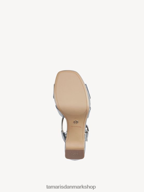 Tamaris Kvinder sandal med hæl - metallic/sølv XVXV8T1704 sko