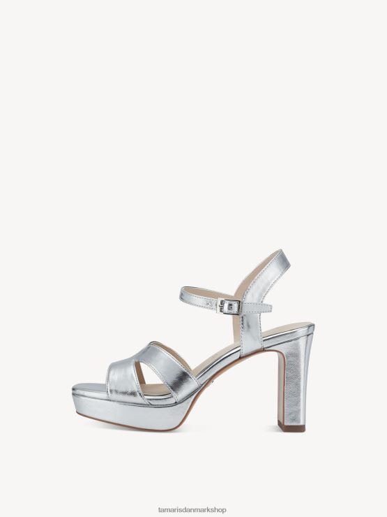 Tamaris Kvinder sandal med hæl - metallic/sølv XVXV8T1704 sko