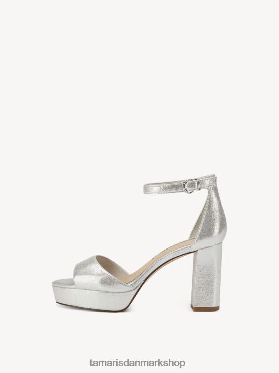 Tamaris Kvinder sandal med hæl - metallic/sølv XVXV8T1974 sko