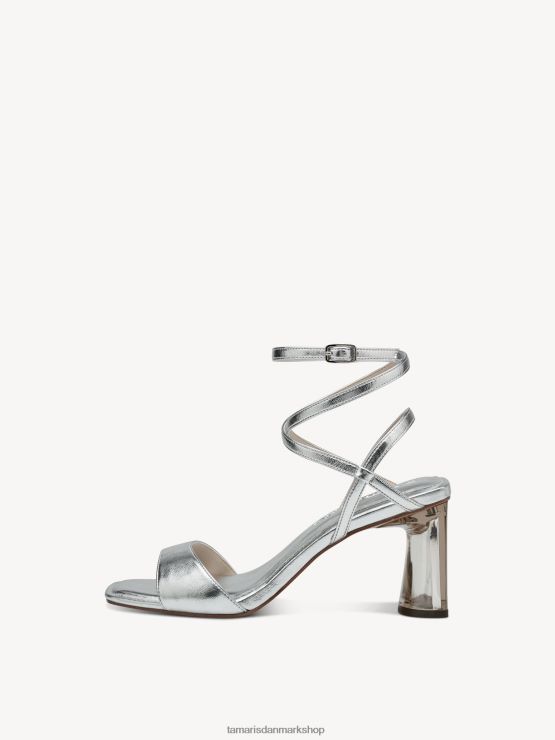 Tamaris Kvinder sandal med hæl - metallic/sølv XVXV8T2163 sko