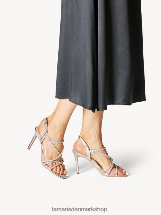Tamaris Kvinder sandal med hæl - metallic/sølv XVXV8T524 sko