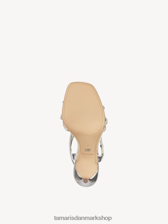 Tamaris Kvinder sandal med hæl - metallic/sølv XVXV8T524 sko