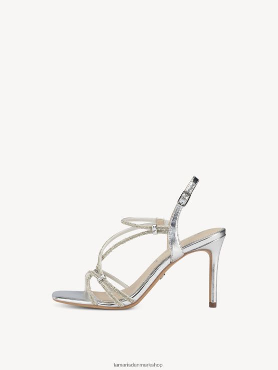 Tamaris Kvinder sandal med hæl - metallic/sølv XVXV8T524 sko
