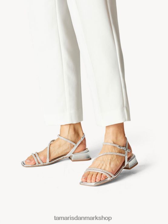 Tamaris Kvinder sandal med hæl - metallic/sølv XVXV8T685 sko