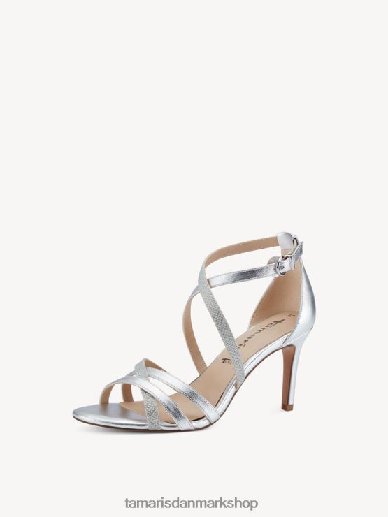 Tamaris Kvinder sandal med hæl - metallic/sølv kam XVXV8T1749 sko