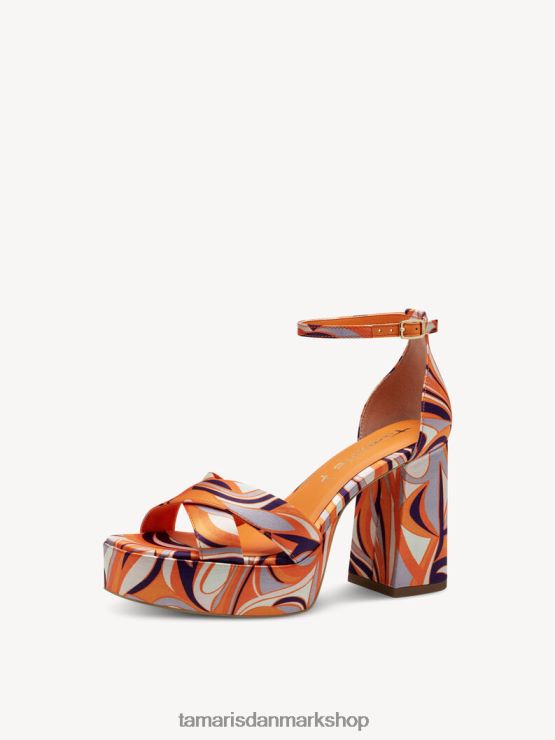 Tamaris Kvinder sandal med hæl - orange/orange kam XVXV8T1738 sko