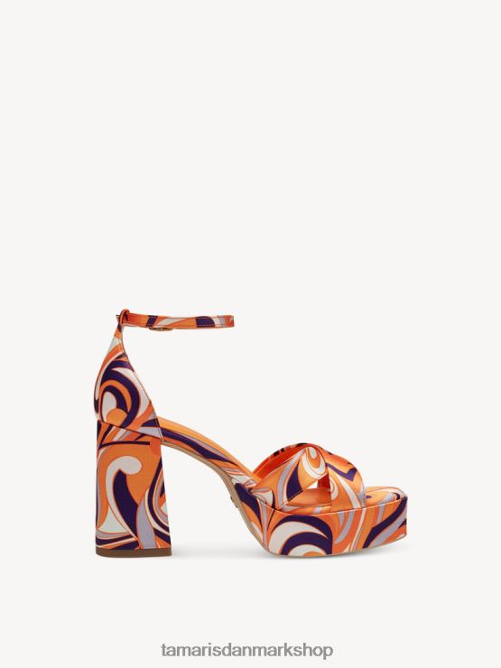 Tamaris Kvinder sandal med hæl - orange/orange kam XVXV8T1738 sko