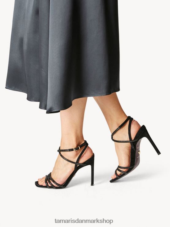 Tamaris Kvinder sandal med hæl - sort/sort krystal XVXV8T1474 sko