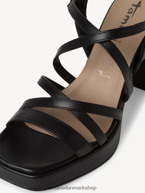 Tamaris Kvinder sandal med hæl - sort/sort mat XVXV8T139 sko