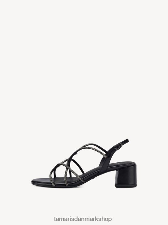 Tamaris Kvinder sandal med hæl - sort/sort metallic XVXV8T1306 sko