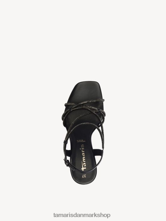 Tamaris Kvinder sandal med hæl - sort/sort metallic XVXV8T705 sko