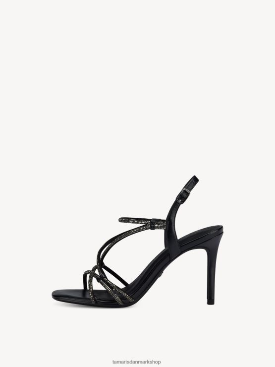 Tamaris Kvinder sandal med hæl - sort/sort metallic XVXV8T705 sko