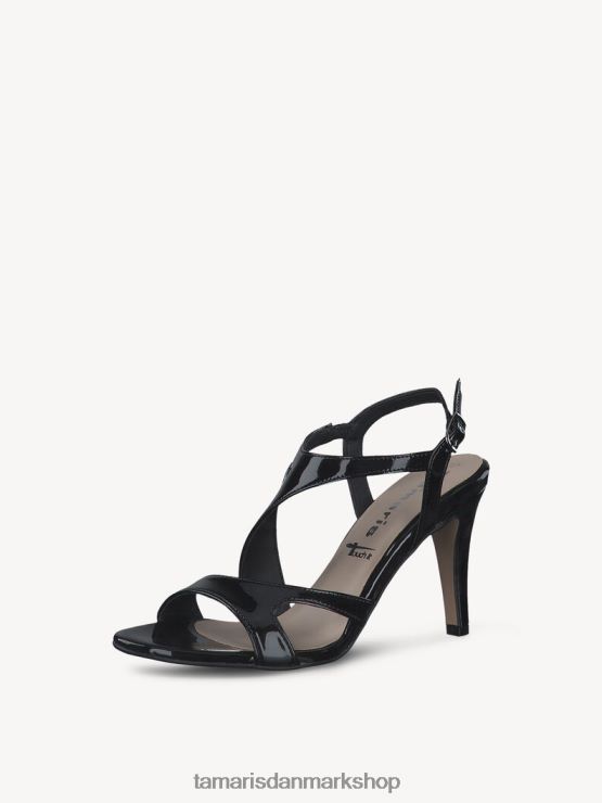Tamaris Kvinder sandal med hæl - sort/sort patent XVXV8T2186 sko