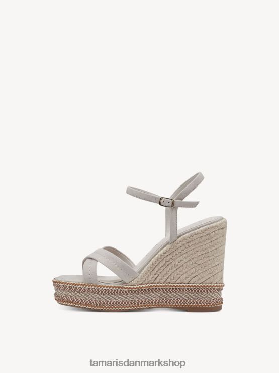 Tamaris Kvinder sandal med hæle i læder - beige/elfenben XVXV8T1252 sko