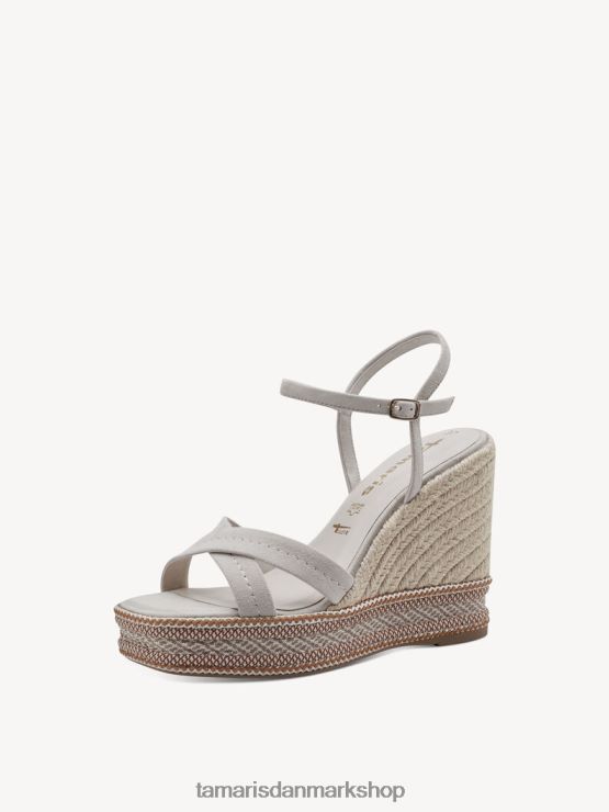 Tamaris Kvinder sandal med hæle i læder - beige/elfenben XVXV8T1252 sko
