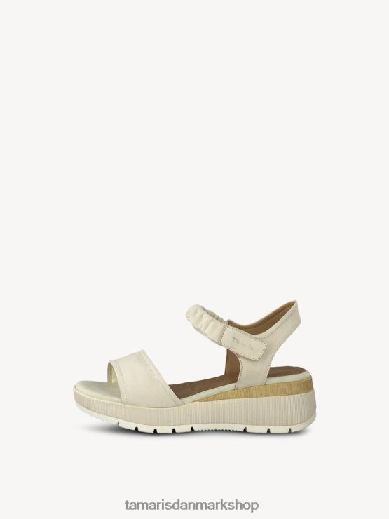 Tamaris Kvinder sandal med hæle i læder - beige/elfenben XVXV8T1322 sko