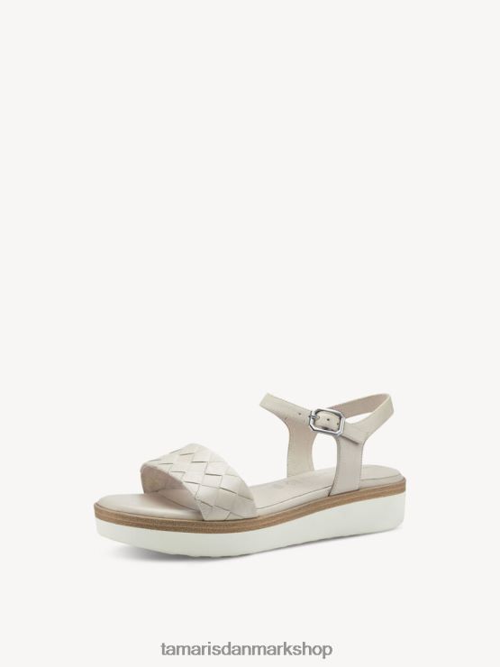 Tamaris Kvinder sandal med hæle i læder - beige/elfenben XVXV8T1461 sko