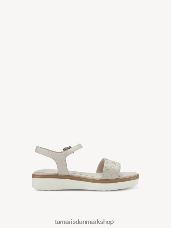 Tamaris Kvinder sandal med hæle i læder - beige/elfenben XVXV8T1461 sko