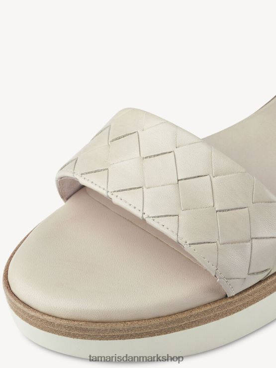 Tamaris Kvinder sandal med hæle i læder - beige/elfenben XVXV8T1461 sko
