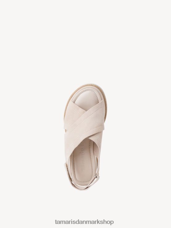 Tamaris Kvinder sandal med hæle i læder - beige/elfenben XVXV8T1475 sko