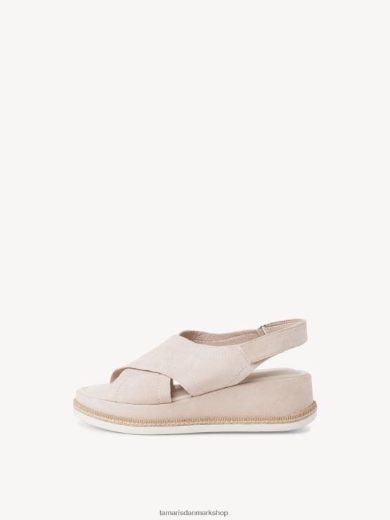 Tamaris Kvinder sandal med hæle i læder - beige/elfenben XVXV8T1475 sko