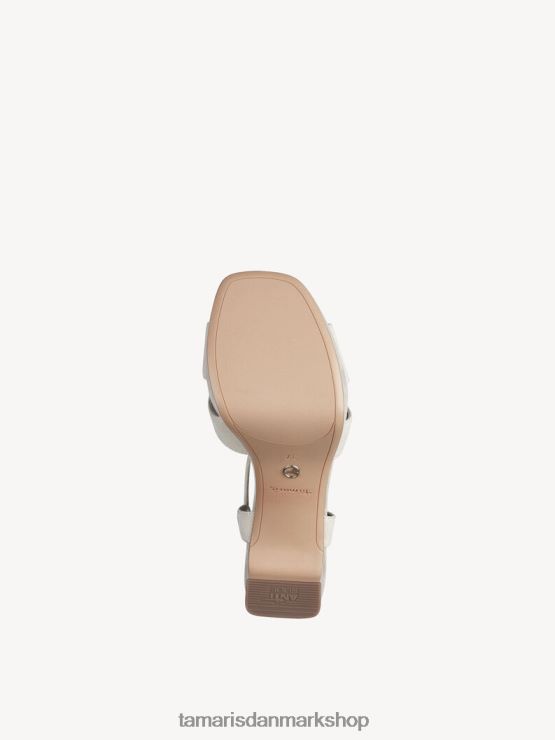 Tamaris Kvinder sandal med hæle i læder - beige/elfenben XVXV8T2214 sko
