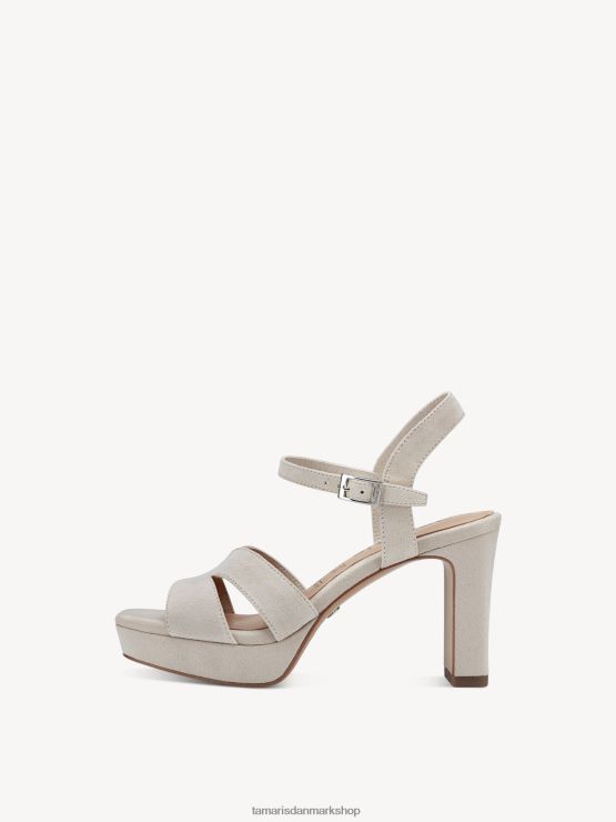 Tamaris Kvinder sandal med hæle i læder - beige/elfenben XVXV8T2214 sko