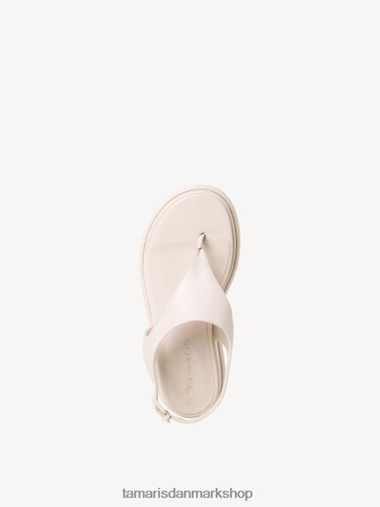 Tamaris Kvinder sandal med hæle i læder - beige/elfenben XVXV8T2339 sko