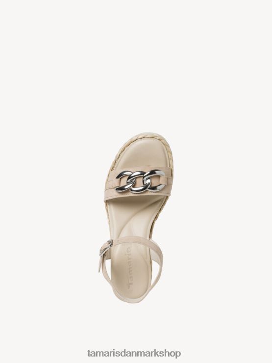 Tamaris Kvinder sandal med hæle i læder - beige/elfenben XVXV8T802 sko