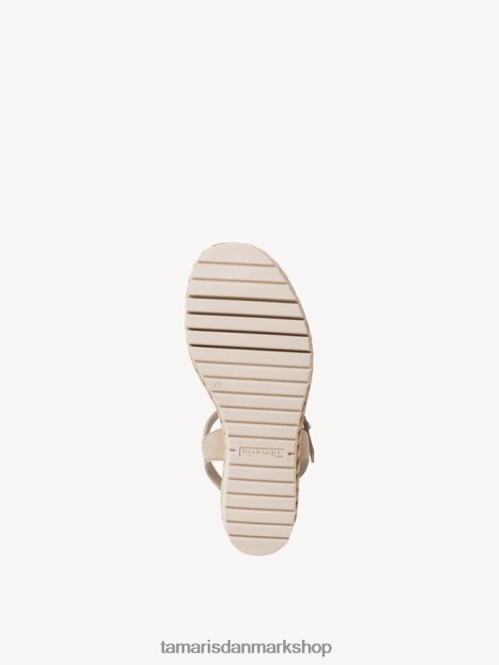 Tamaris Kvinder sandal med hæle i læder - beige/elfenben XVXV8T802 sko