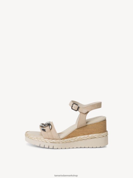 Tamaris Kvinder sandal med hæle i læder - beige/elfenben XVXV8T802 sko