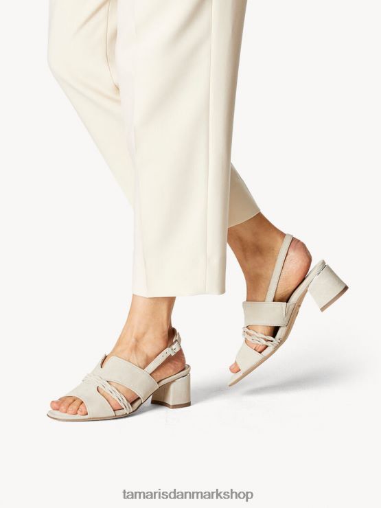 Tamaris Kvinder sandal med hæle i læder - beige/taupe ruskind XVXV8T1604 sko