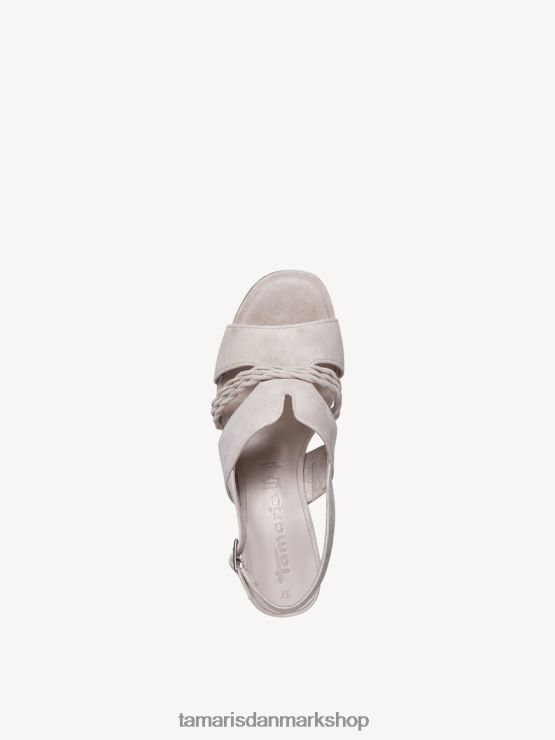 Tamaris Kvinder sandal med hæle i læder - beige/taupe ruskind XVXV8T1604 sko