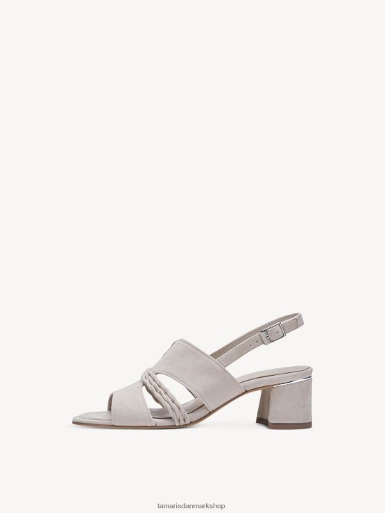 Tamaris Kvinder sandal med hæle i læder - beige/taupe ruskind XVXV8T1604 sko