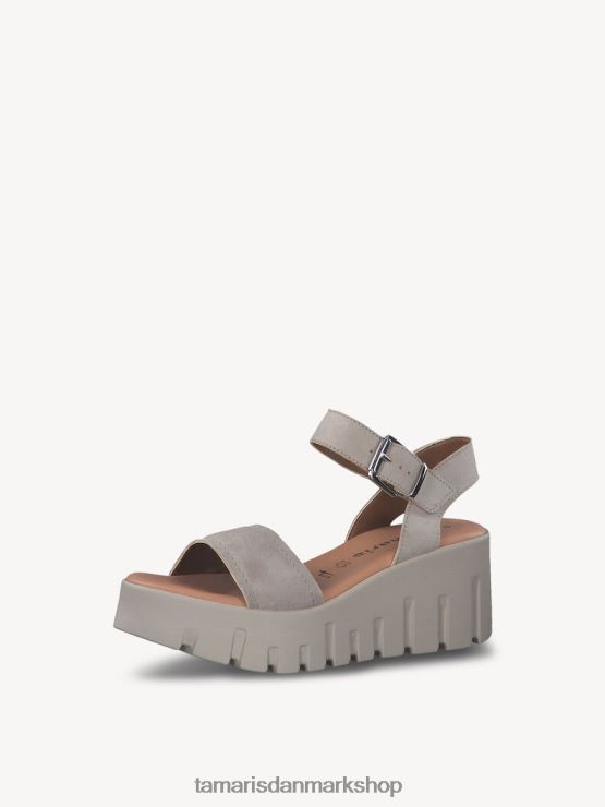 Tamaris Kvinder sandal med hæle i læder - beige/taupe ruskind XVXV8T2000 sko
