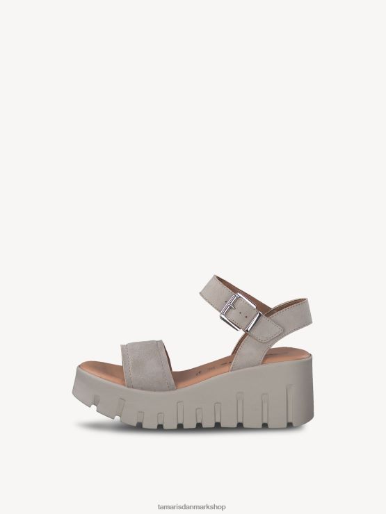 Tamaris Kvinder sandal med hæle i læder - beige/taupe ruskind XVXV8T2000 sko