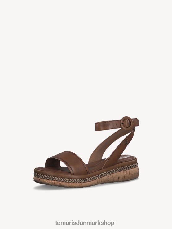 Tamaris Kvinder sandal med hæle i læder - brunt/nøddelæder XVXV8T1286 sko