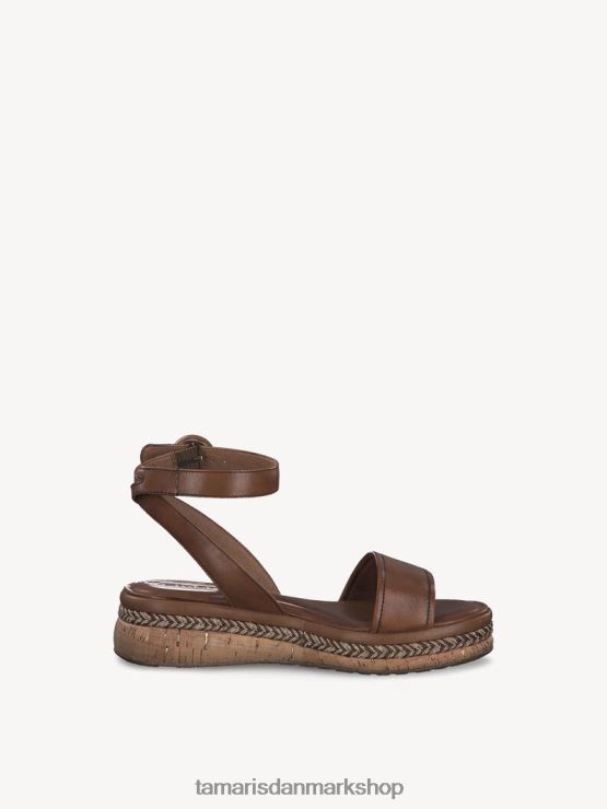 Tamaris Kvinder sandal med hæle i læder - brunt/nøddelæder XVXV8T1286 sko