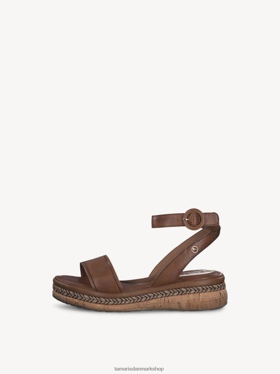 Tamaris Kvinder sandal med hæle i læder - brunt/nøddelæder XVXV8T1286 sko