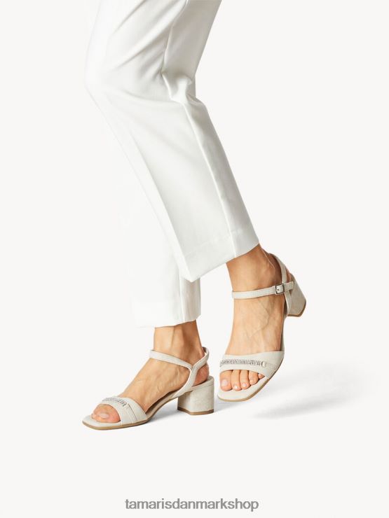 Tamaris Kvinder sandal med hæle i læder - grå/lt.grå XVXV8T1181 sko