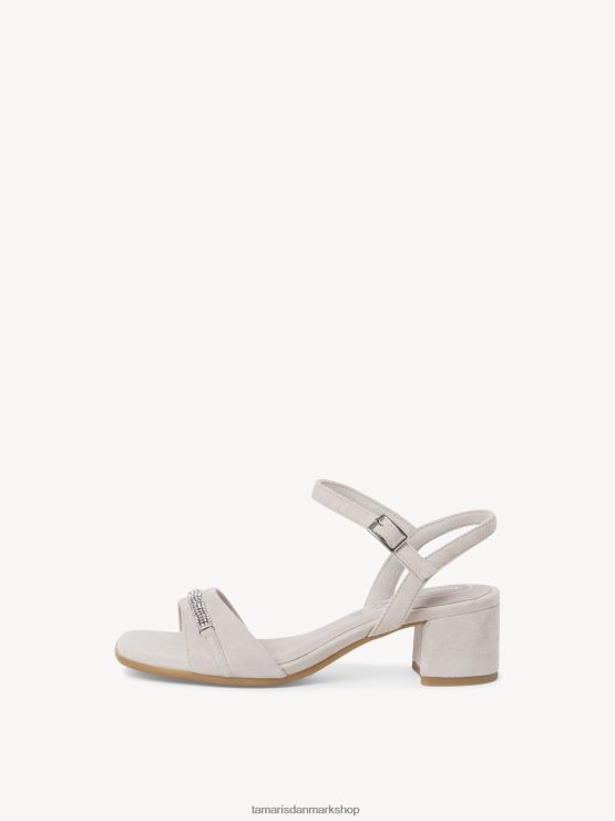 Tamaris Kvinder sandal med hæle i læder - grå/lt.grå XVXV8T1181 sko