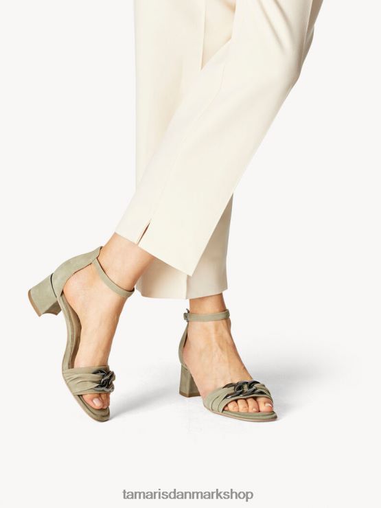 Tamaris Kvinder sandal med hæle i læder - grøn/salvie XVXV8T134 sko