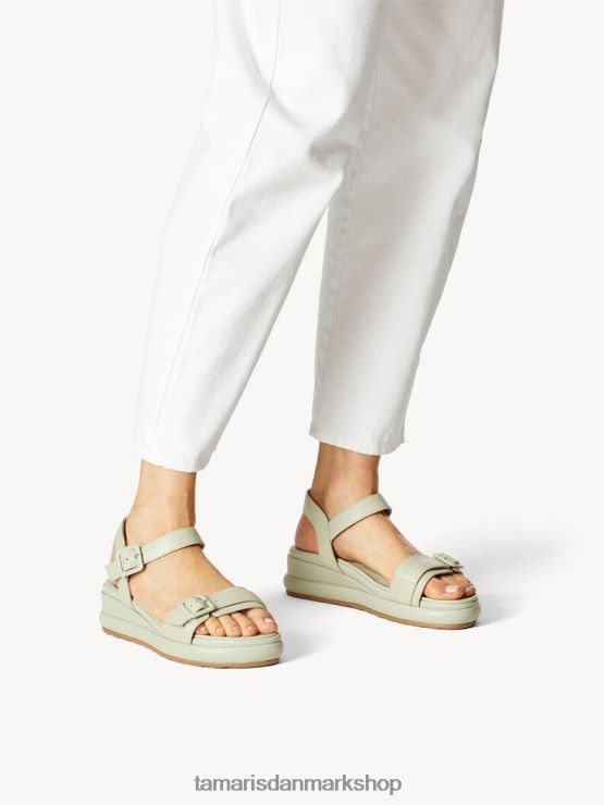 Tamaris Kvinder sandal med hæle i læder - grøn/salvie XVXV8T174 sko